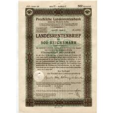 Банкнота Облигация 4,5% 500 рейхсмарок 1937 года Германия