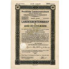 Банкнота Облигация 4,5% 1000 рейхсмарок 1939 года Германия