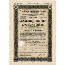 Банкнота Облигация 4,5% 1000 рейхсмарок 1939 года Германия