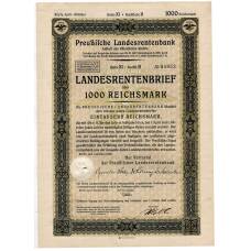 Банкнота Облигация 4,5% 1000 рейхсмарок 1939 года Германия
