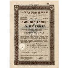 Банкнота Облигация 4,5% 100 рейхсмарок 1937 года Германия
