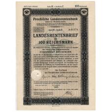 Банкнота Облигация 4,5% 100 рейхсмарок 1939 года Германия