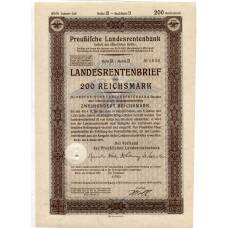 Банкнота Облигация 4,5% 200 рейхсмарок 1937 года Германия