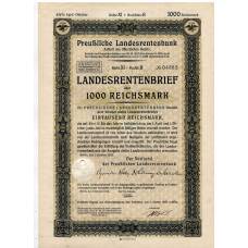 Банкнота Облигация 4,5% 1000 рейхсмарок 1939 года Германия