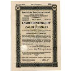 Банкнота Облигация 4,5% 1000 рейхсмарок 1939 года Германия