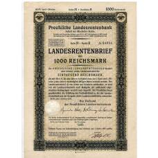 Банкнота Облигация 4,5% 1000 рейхсмарок 1939 года Германия