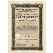 Банкнота Облигация 4,5% 1000 рейхсмарок 1939 года Германия