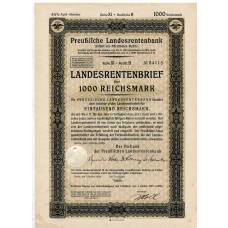 Банкнота Облигация 4,5% 1000 рейхсмарок 1939 года Германия