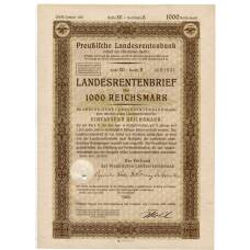 Банкнота Облигация 4,5% 1000 рейхсмарок 1939 года Германия