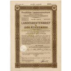 Банкнота Облигация 4,5% 1000 рейхсмарок 1939 года Германия