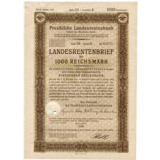 Банкнота Облигация 4,5% 1000 рейхсмарок 1939 года Германия