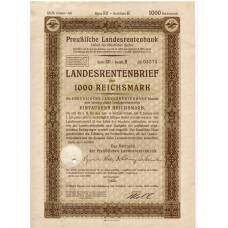 Банкнота Облигация 4,5% 1000 рейхсмарок 1939 года Германия