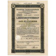 Банкнота Облигация 4,5% 1000 рейхсмарок 1939 года Германия