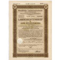 Банкнота Облигация 4,5% 1000 рейхсмарок 1939 года Германия