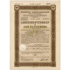 Банкнота Облигация 4,5% 1000 рейхсмарок 1939 года Германия