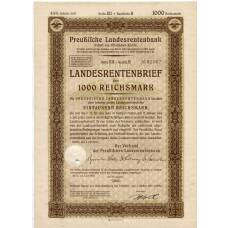 Банкнота Облигация 4,5% 1000 рейхсмарок 1939 года Германия
