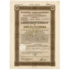 Банкнота Облигация 4,5% 1000 рейхсмарок 1940 года Германия