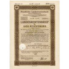 Банкнота Облигация 4,5% 1000 рейхсмарок 1940 года Германия