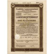 Банкнота Облигация 4,5% 1000 рейхсмарок 1937 года Германия