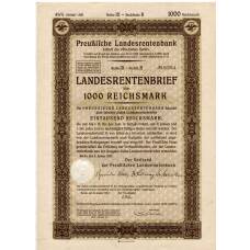 Банкнота Облигация 4,5% 1000 рейхсмарок 1937 года Германия