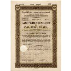 Банкнота Облигация 4,5% 1000 рейхсмарок 1937 года Германия