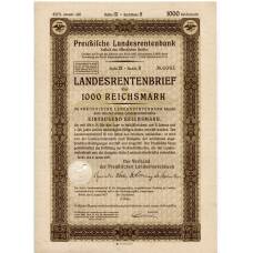 Банкнота Облигация 4,5% 1000 рейхсмарок 1937 года Германия