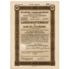 Банкнота Облигация 4,5% 1000 рейхсмарок 1937 года Германия