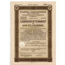 Банкнота Облигация 4,5% 1000 рейхсмарок 1937 года Германия