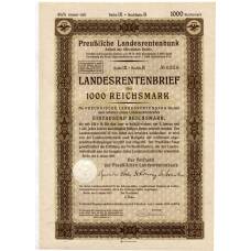 Банкнота Облигация 4,5% 1000 рейхсмарок 1937 года Германия