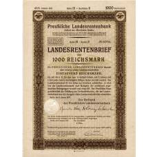 Банкнота Облигация 4,5% 1000 рейхсмарок 1937 года Германия