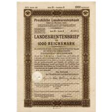 Банкнота Облигация 4,5% 1000 рейхсмарок 1937 года Германия