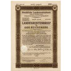 Банкнота Облигация 4,5% 1000 рейхсмарок 1937 года Германия