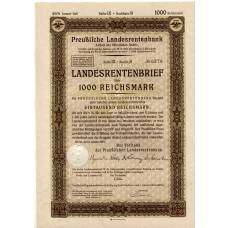 Банкнота Облигация 4,5% 1000 рейхсмарок 1937 года Германия
