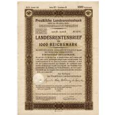 Банкнота Облигация 4,5% 1000 рейхсмарок 1937 года Германия