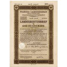 Банкнота Облигация 4,5% 1000 рейхсмарок 1937 года Германия