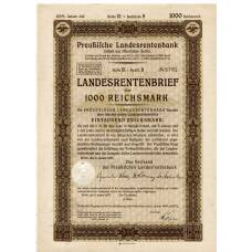 Банкнота Облигация 4,5% 1000 рейхсмарок 1937 года Германия