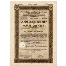 Банкнота Облигация 4,5% 1000 рейхсмарок 1937 года Германия
