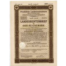 Банкнота Облигация 4,5% 1000 рейхсмарок 1937 года Германия