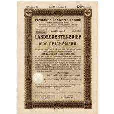 Банкнота Облигация 4,5% 1000 рейхсмарок 1937 года Германия