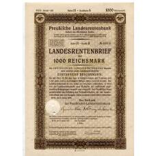 Банкнота Облигация 4,5% 1000 рейхсмарок 1937 года Германия