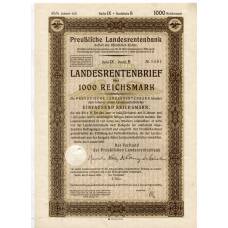 Банкнота Облигация 4,5% 1000 рейхсмарок 1935 года Германия