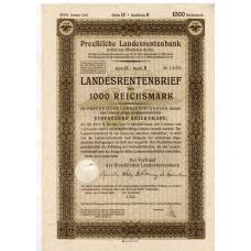Банкнота Облигация 4,5% 1000 рейхсмарок 1935 года Германия