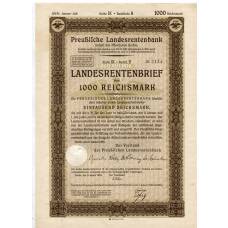 Банкнота Облигация 4,5% 1000 рейхсмарок 1935 года Германия