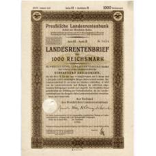 Банкнота Облигация 4,5% 1000 рейхсмарок 1935 года Германия