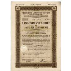 Банкнота Облигация 4,5% 1000 рейхсмарок 1935 года Германия