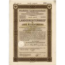 Банкнота Облигация 4,5% 1000 рейхсмарок 1935 года Германия