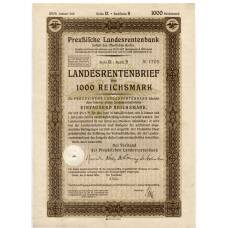 Банкнота Облигация 4,5% 1000 рейхсмарок 1935 года Германия