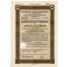Банкнота Облигация 4,5% 1000 рейхсмарок 1935 года Германия