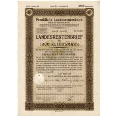 Банкнота Облигация 4,5% 1000 рейхсмарок 1935 года Германия