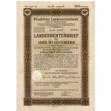 Банкнота Облигация 4,5% 1000 рейхсмарок 1935 года Германия